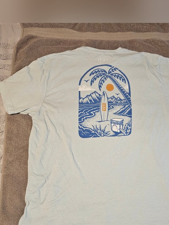 Yeti Other - YETI Men’s Light Blue Surfboard Cooler Beach T-Shirt XL